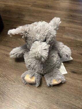 Sweet Grey Elephant Plush with Beige Paw Accents